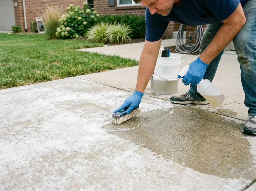 How to Remove White Residue From Concrete