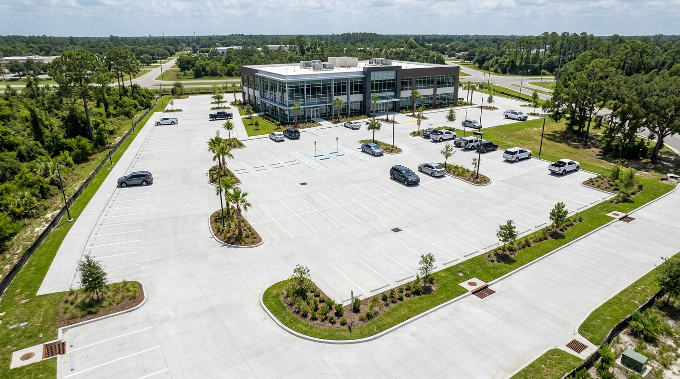 How Are Commercial Concrete Parking Lots Designed and Built?